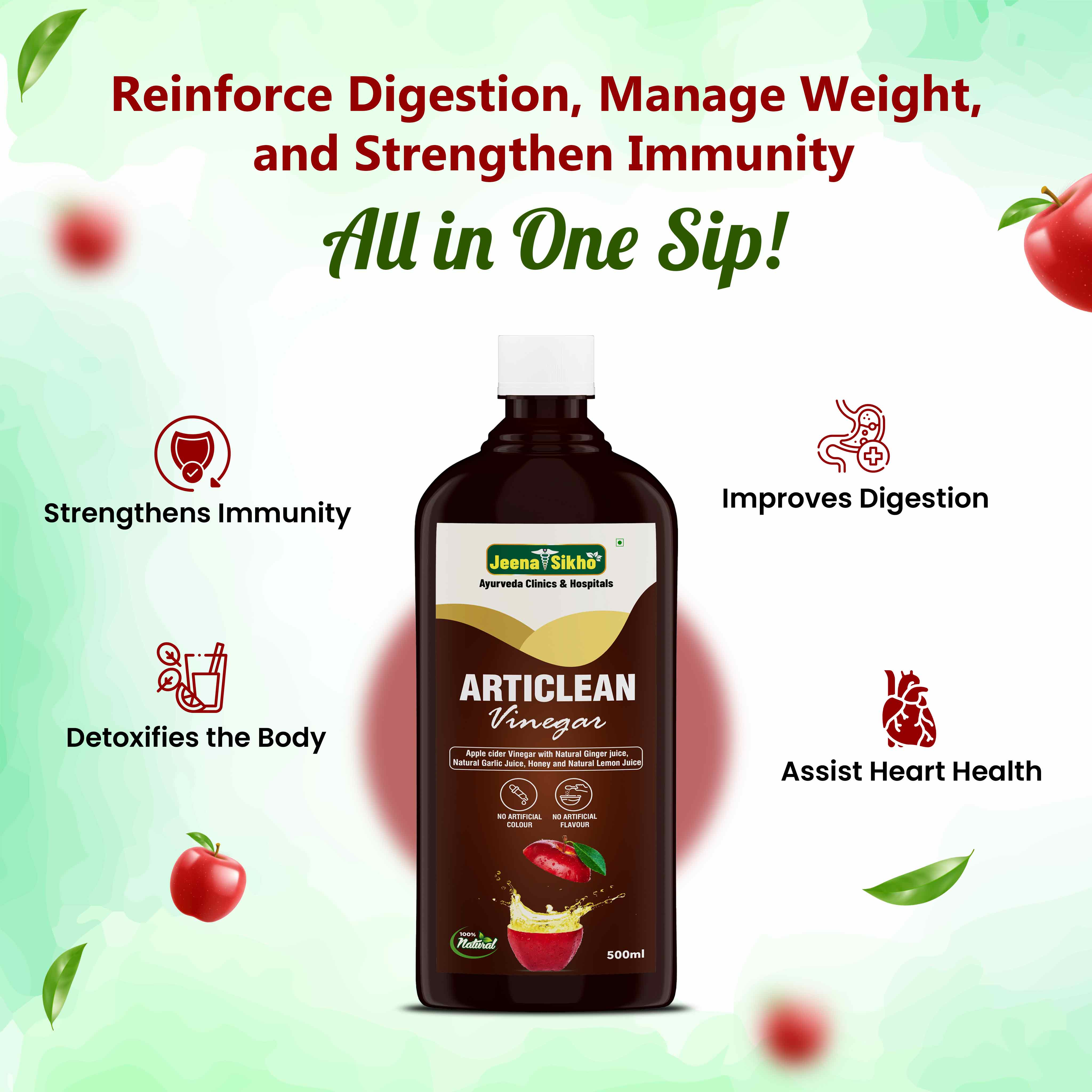 Articlean Vinegar | Raw Apple Cider Vinegar with Mother for Digestion, Metabolism & Immunity Support - Image 4