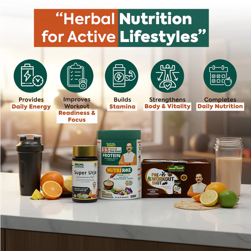 Daily Strength & Energy Combo | Super Urja Tablets, Pre-Workout Shot & NutriRoz Plant Protein | For Stamina, Energy & Daily Nutrition - Image 4