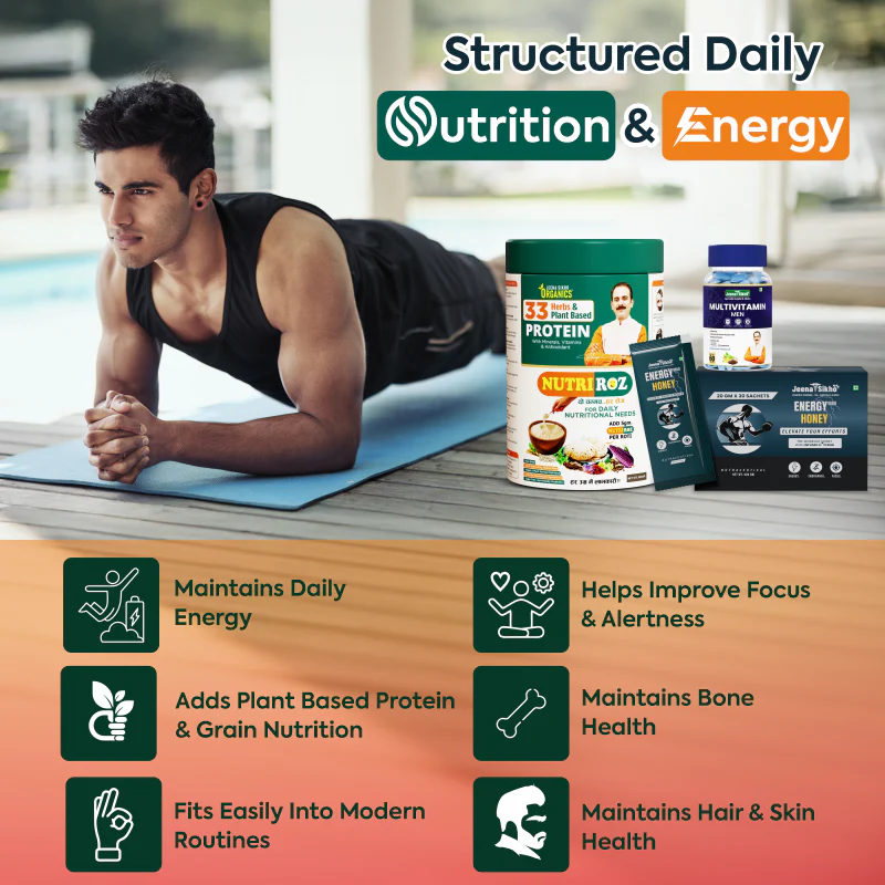 Energy & Nutrition Combo | Jeena Sikho Multivitamin Men, Energy Max Honey & NutriRoz | Daily Energy, Focus, Strength & Balanced Nutrition Support - Image 5