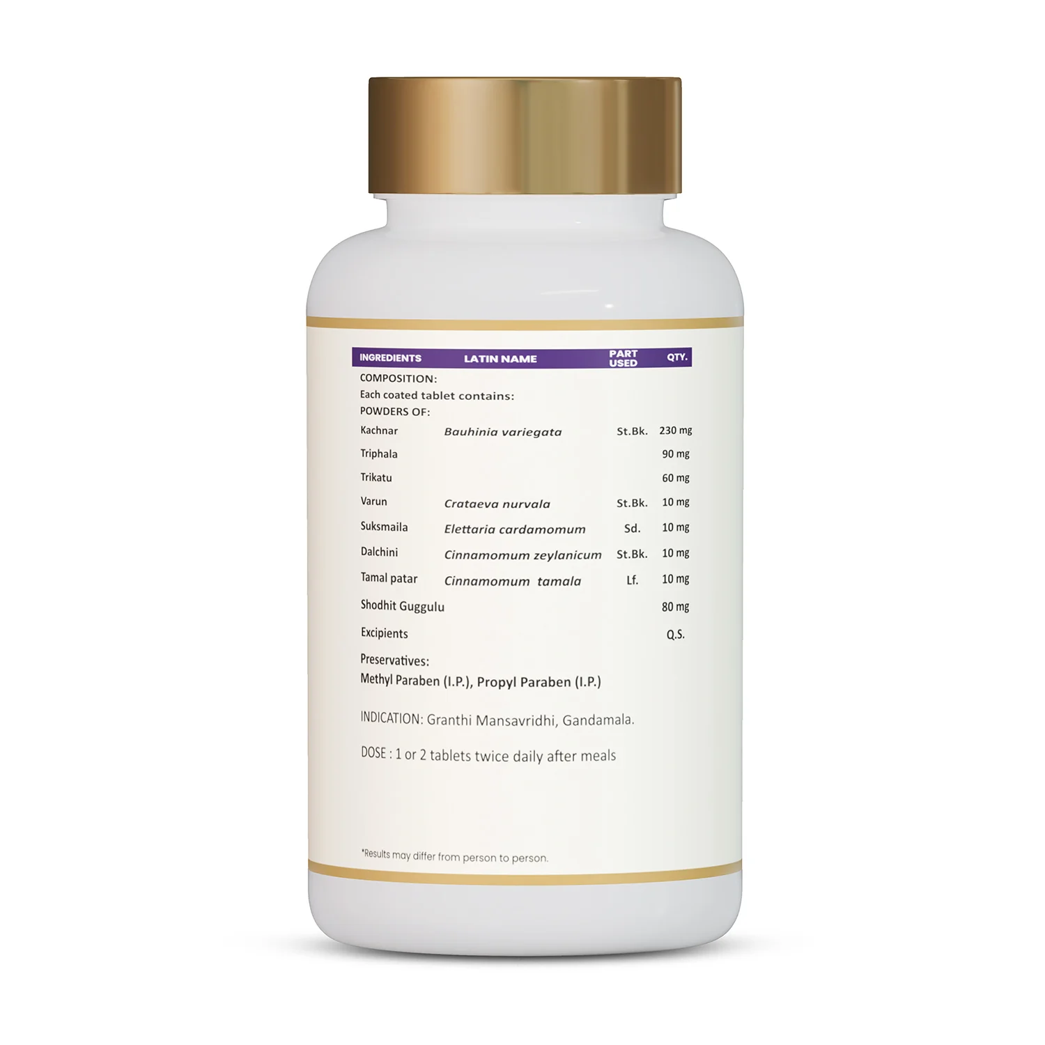 Granthi Vati | Herbal help for abnormal tissue growth | With Kachnar, Suksmaila, Varun | For internal balance - Image 2