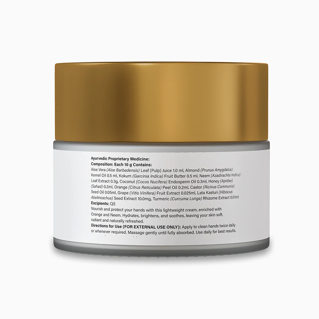 Hand Balm with Orange & Neem Extract | Ayurvedic Hand Cream with Aloe Vera, Almond Oil, & Honey | Moisturising Hand Care for Soft, Smooth & Nourished Skin - Image 3