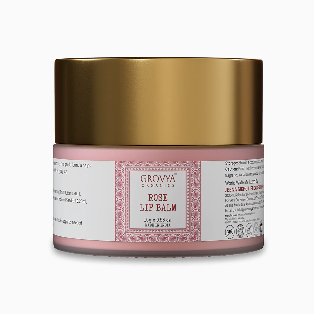 Rose Lip Balm | Ayurvedic Herbal Lip Care with Almond Oil, Kokum Butter & Rose Extract | Botanical Lip Balm with Pomegranate, Carrot & Sesame Oils | Daily Lip Care - Image 2