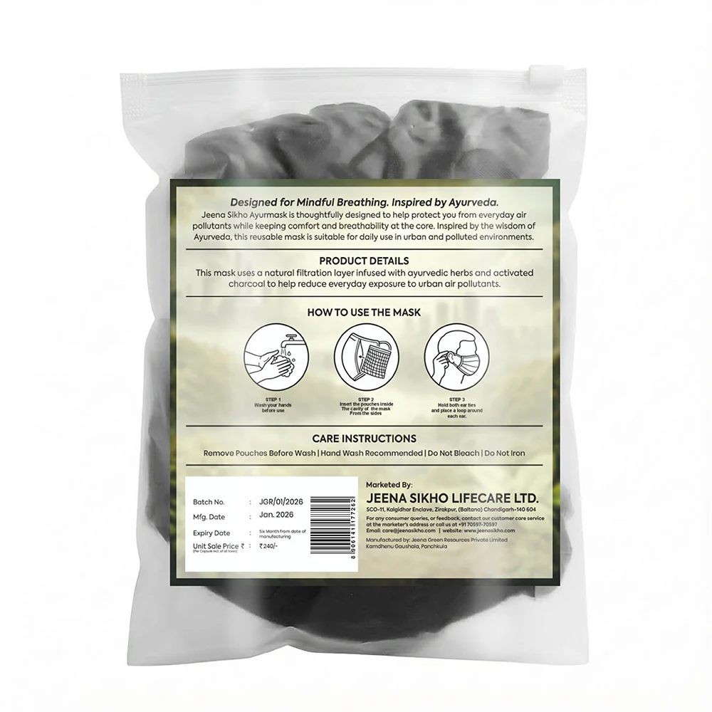 Ayurmask Pollution Shield Mask | Ayurvedic Herbal Face Mask with Activated Charcoal | Reusable & Breathable | Daily Use Mask - Image 3