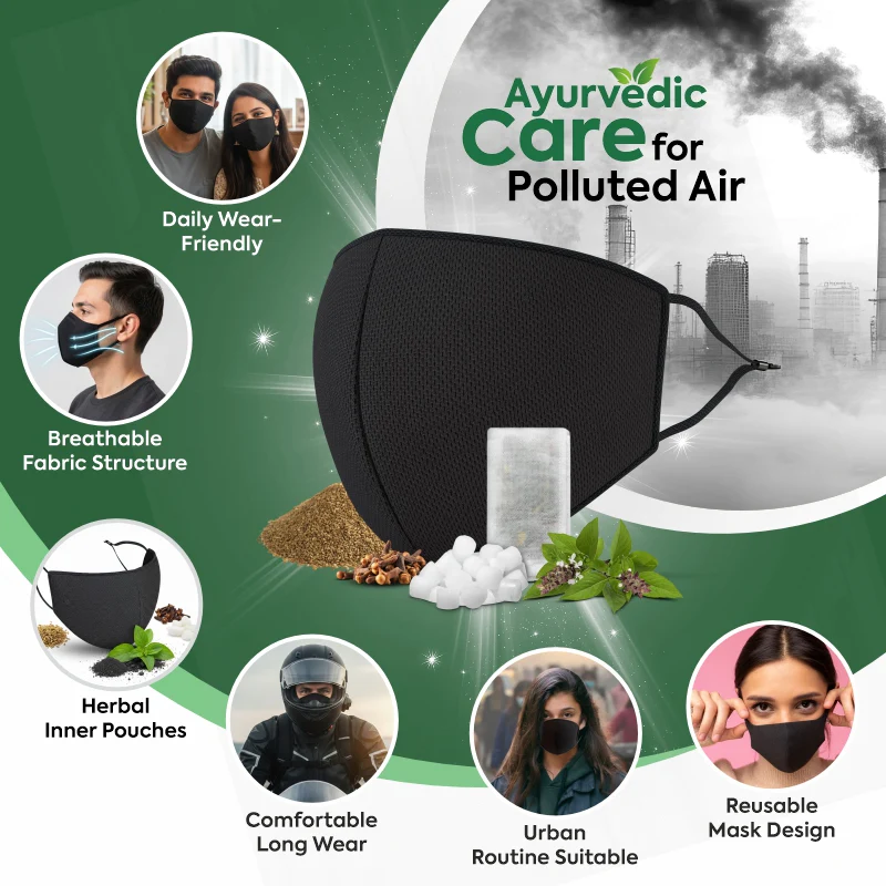 Ayurmask Pollution Shield Mask | Ayurvedic Herbal Face Mask with Activated Charcoal | Reusable & Breathable | Daily Use Mask - Image 5