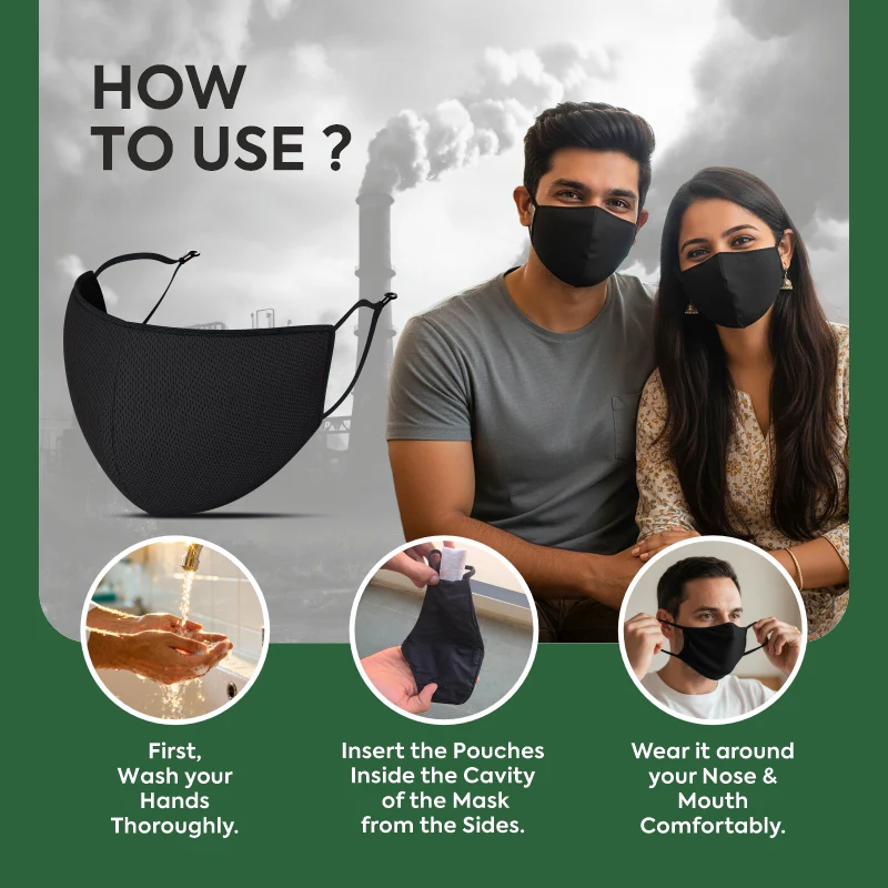 Ayurmask Pollution Shield Mask | Ayurvedic Herbal Face Mask with Activated Charcoal | Reusable & Breathable | Daily Use Mask - Image 7