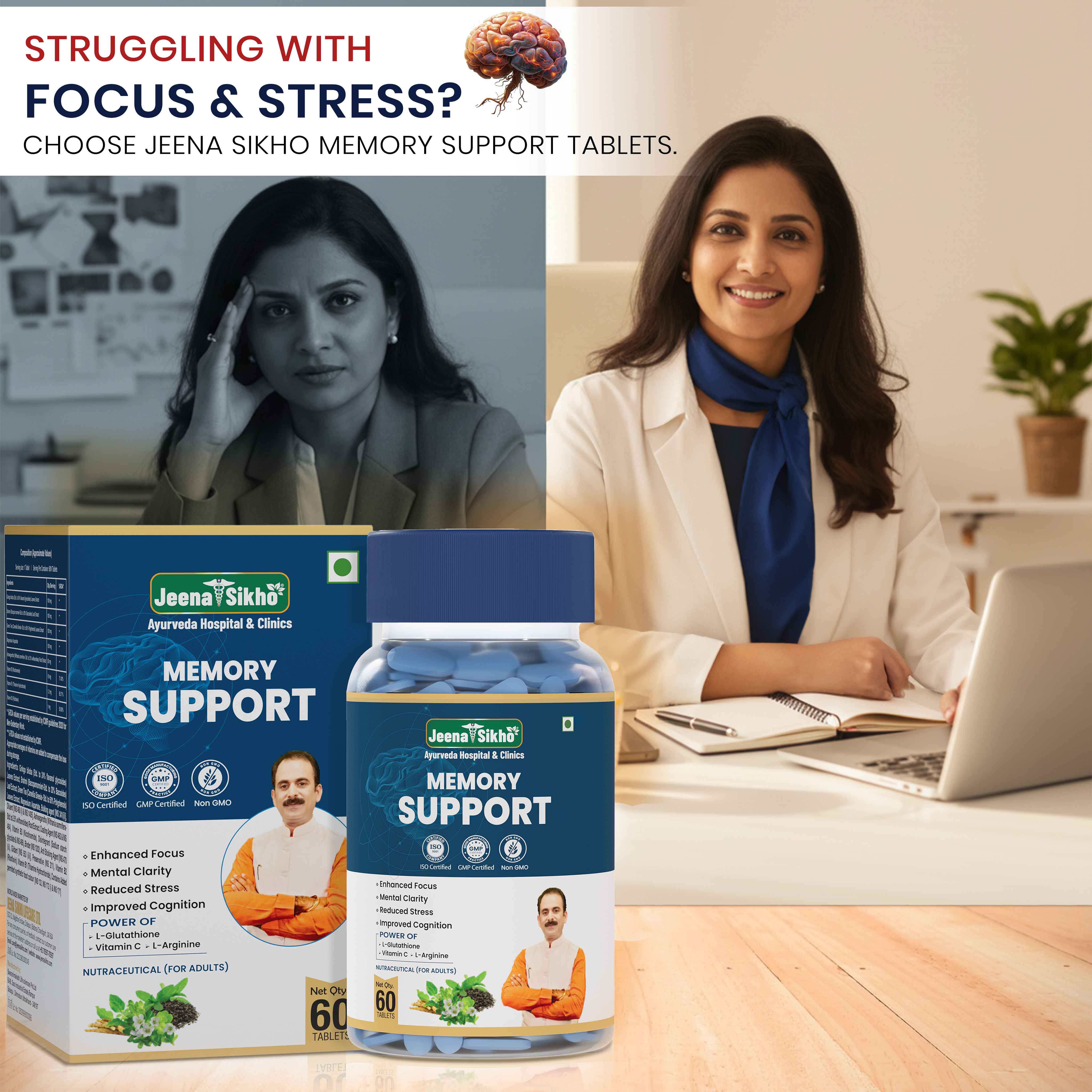Memory Support Tablets | Improves Concentration, Brain Sharpness & Stress Support - Image 3