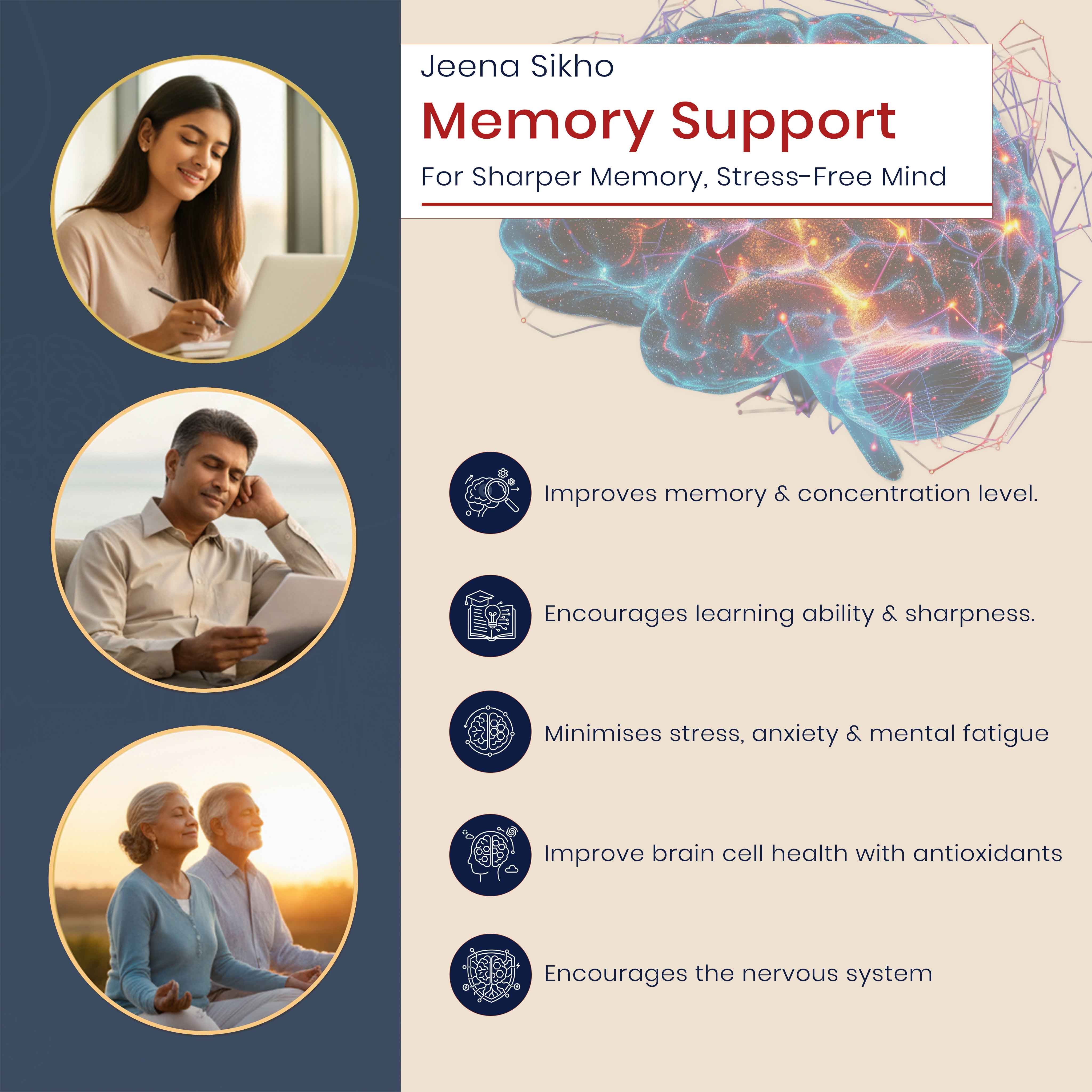 Memory Support Tablets | Improves Concentration, Brain Sharpness & Stress Support - Image 4