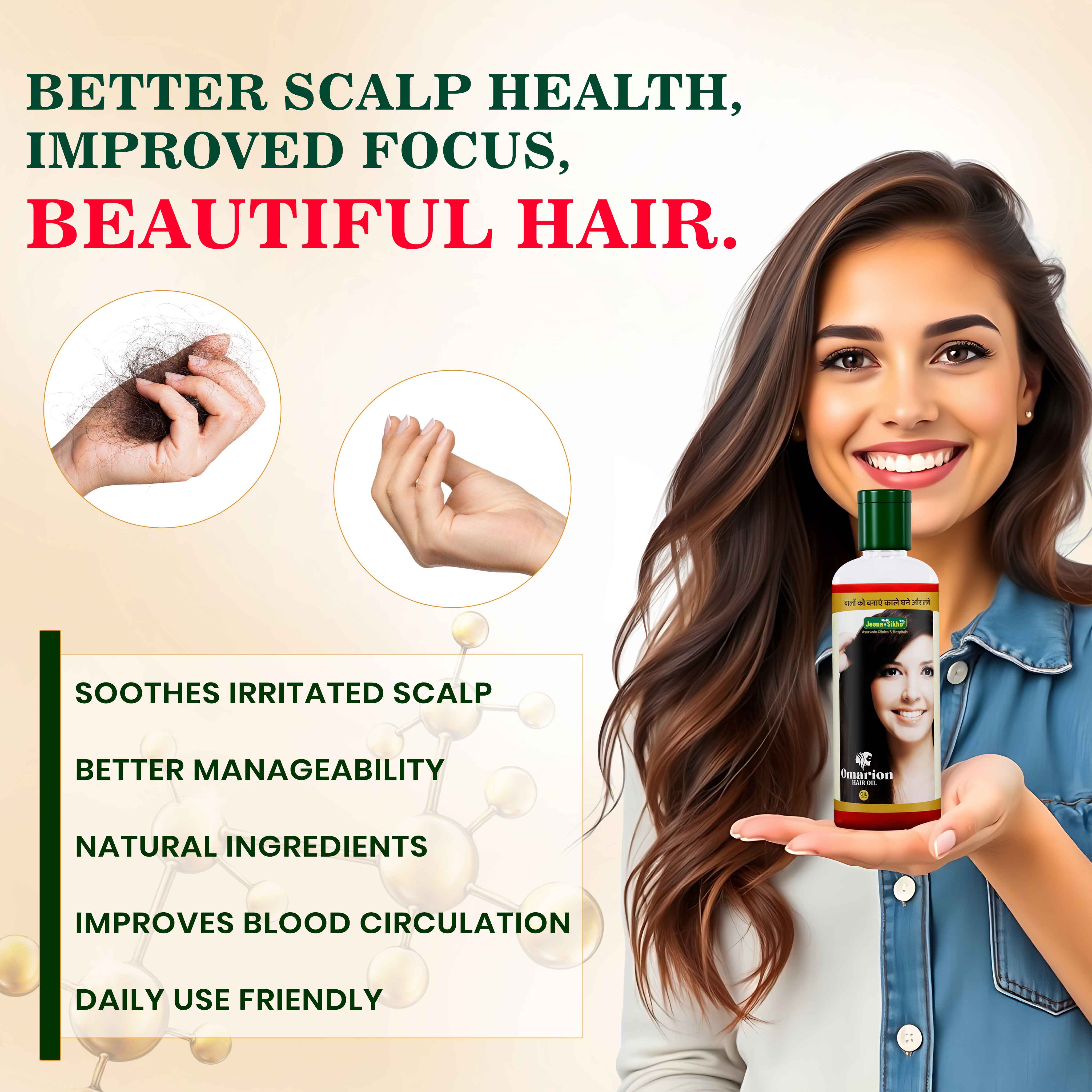Omarion Hair Oil | Ayurvedic Herbal Hair Care Oil for Hair Fall Control, Root Nourishment & Healthy Shine - Image 3