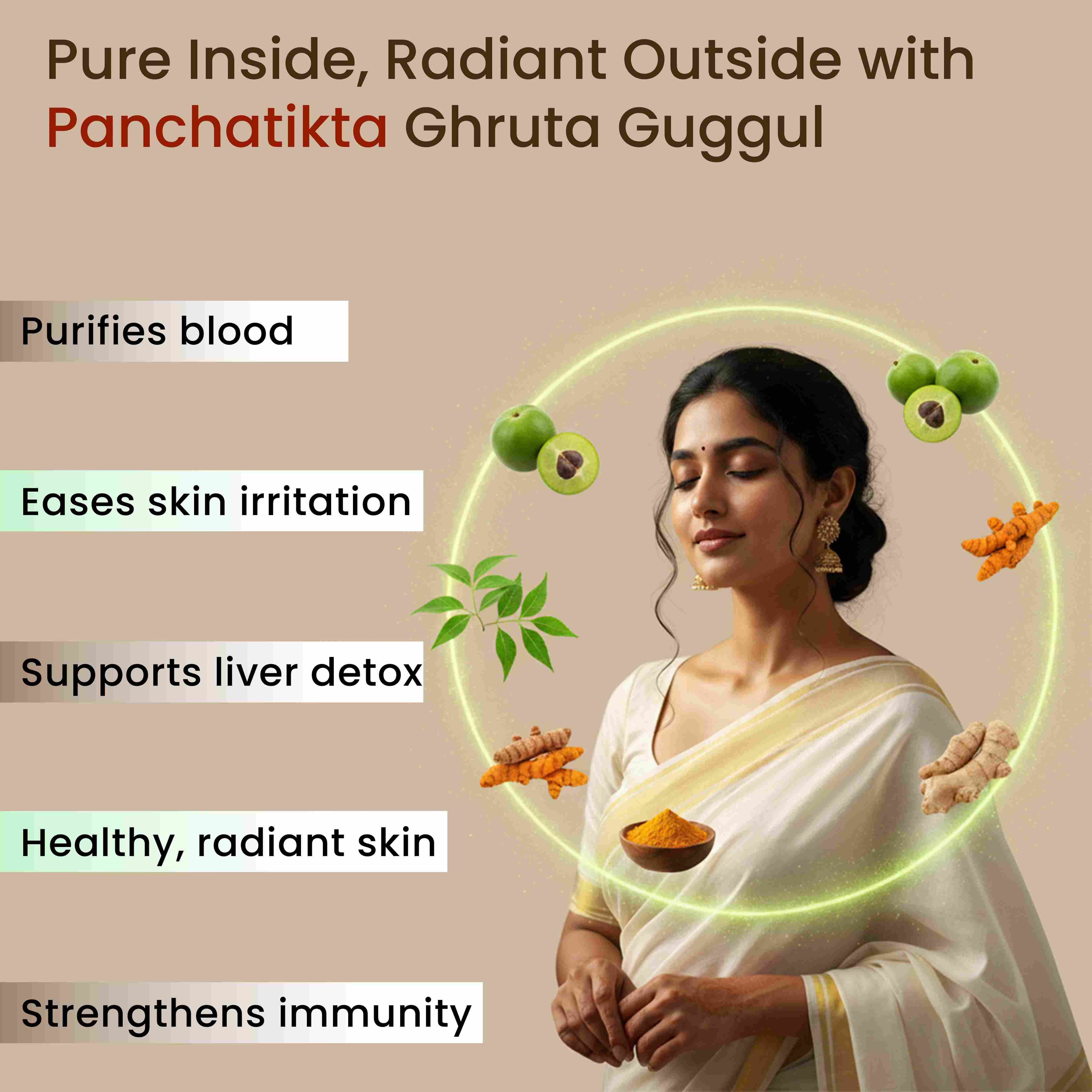 Panchatikta Ghruta Guggul Tablets | Ayurvedic Blood Purification & Skin Detox Support - Image 3