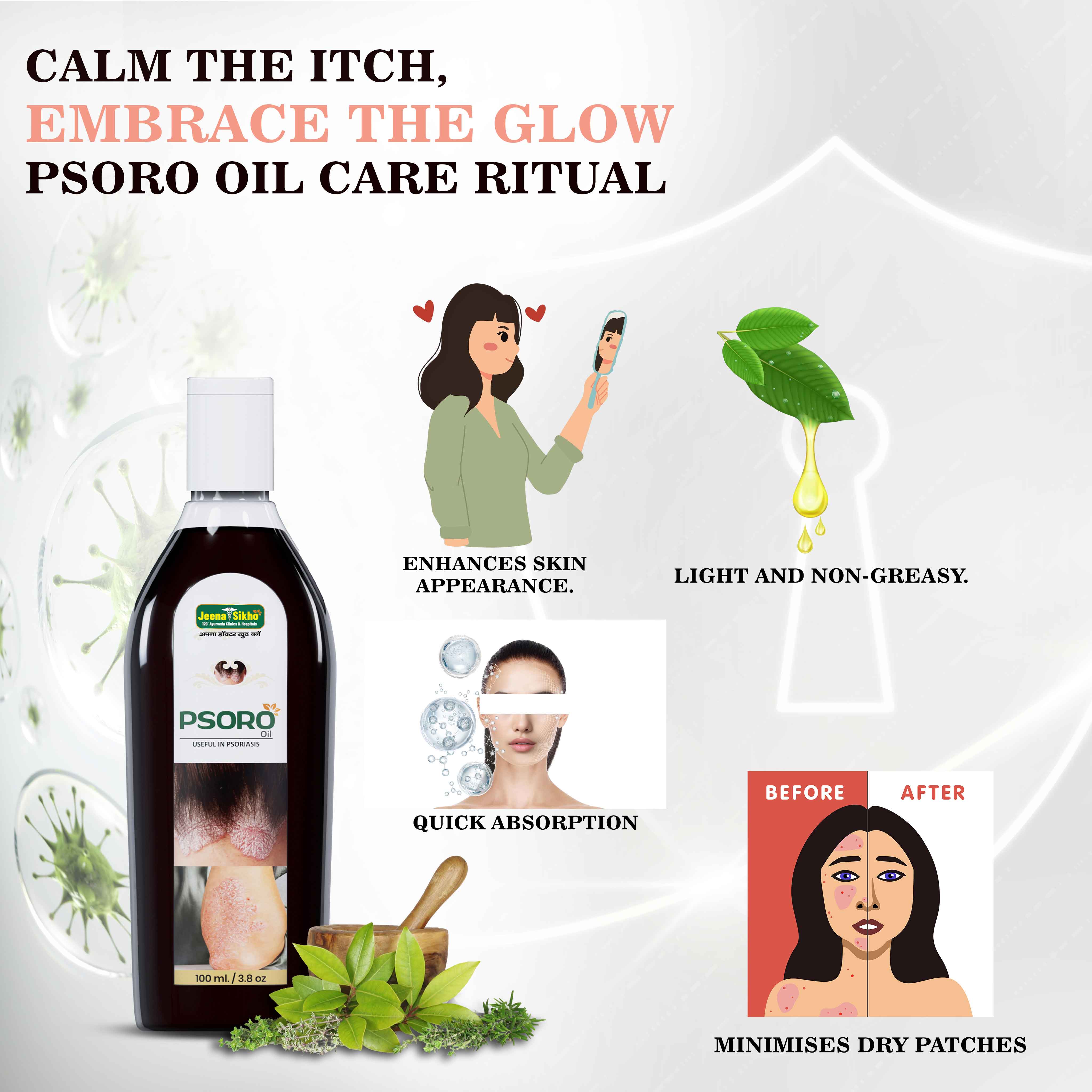 Psoro Oil | Ayurvedic Psoriasis Care Oil for Itching, Scaling & Dry Skin - Image 3