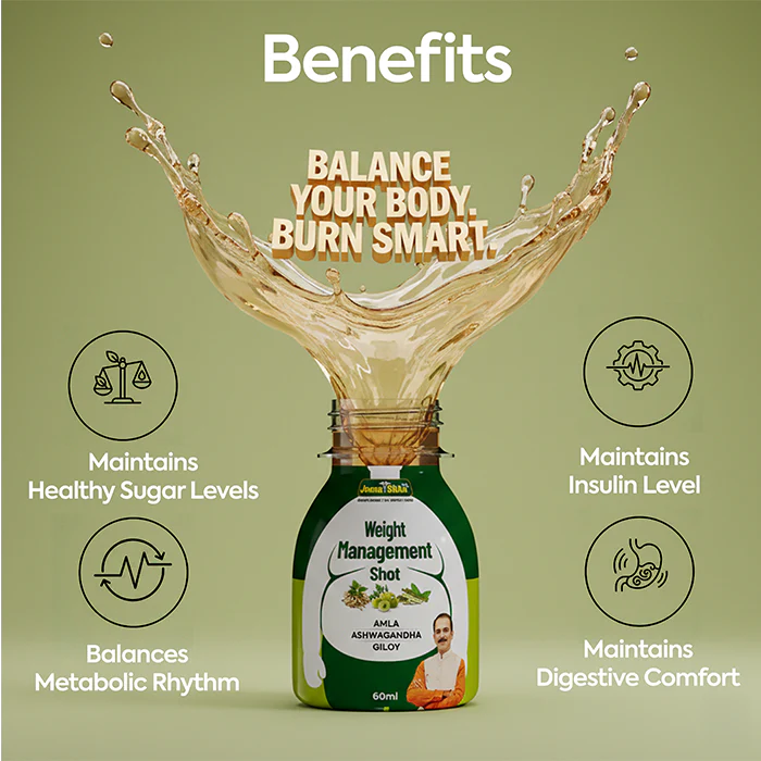 Weight Management Shot | Ayurvedic Herbal Shot for Natural Weight Loss, Metabolism & Digestion | Shot 60 ml pack of 9 - Image 4